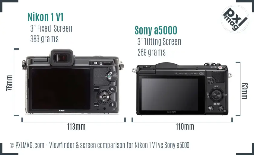Nikon 1 V1 vs Sony a5000 Screen and Viewfinder comparison