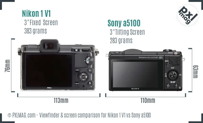 Nikon 1 V1 vs Sony a5100 Screen and Viewfinder comparison