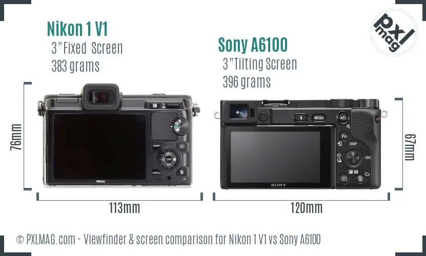 Nikon 1 V1 vs Sony A6100 Screen and Viewfinder comparison