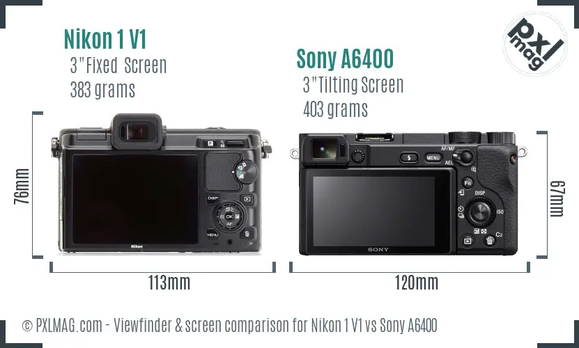Nikon 1 V1 vs Sony A6400 Screen and Viewfinder comparison Nikon 1 V1 vs Sony A6400 Screen and Viewfinder comparison