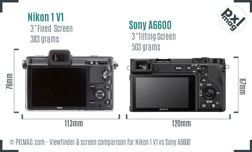 Nikon 1 V1 vs Sony A6600 Screen and Viewfinder comparison