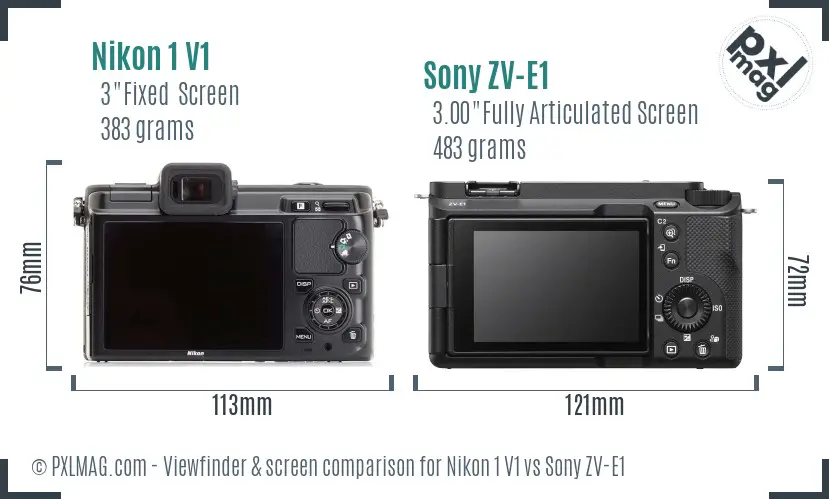 Nikon 1 V1 vs Sony ZV-E1 Screen and Viewfinder comparison Nikon 1 V1 vs Sony ZV-E1 Screen and Viewfinder comparison