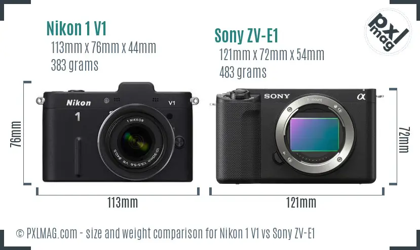 Nikon 1 V1 vs Sony ZV-E1 size comparison Nikon 1 V1 vs Sony ZV-E1 size comparison
