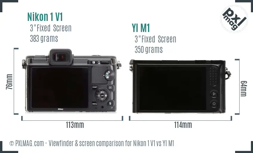 Nikon 1 V1 vs YI M1 Screen and Viewfinder comparison