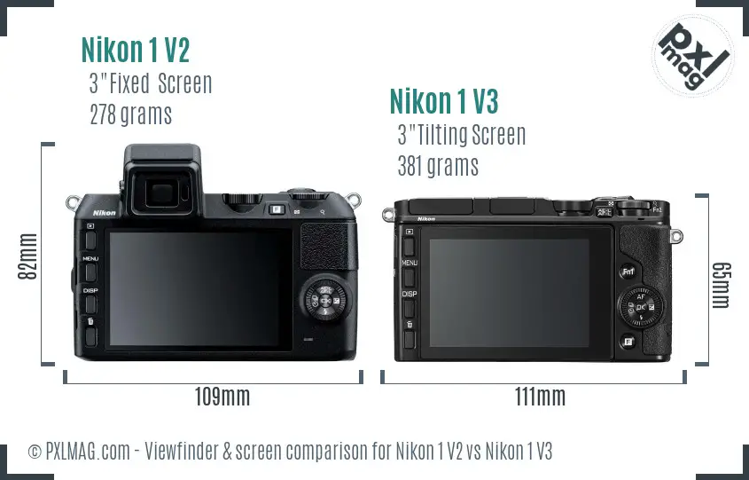 Nikon 1 V2 vs Nikon 1 V3 Screen and Viewfinder comparison