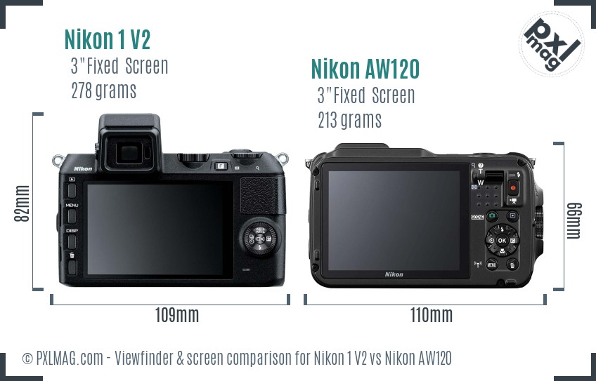 Nikon 1 V2 vs Nikon AW120 Screen and Viewfinder comparison