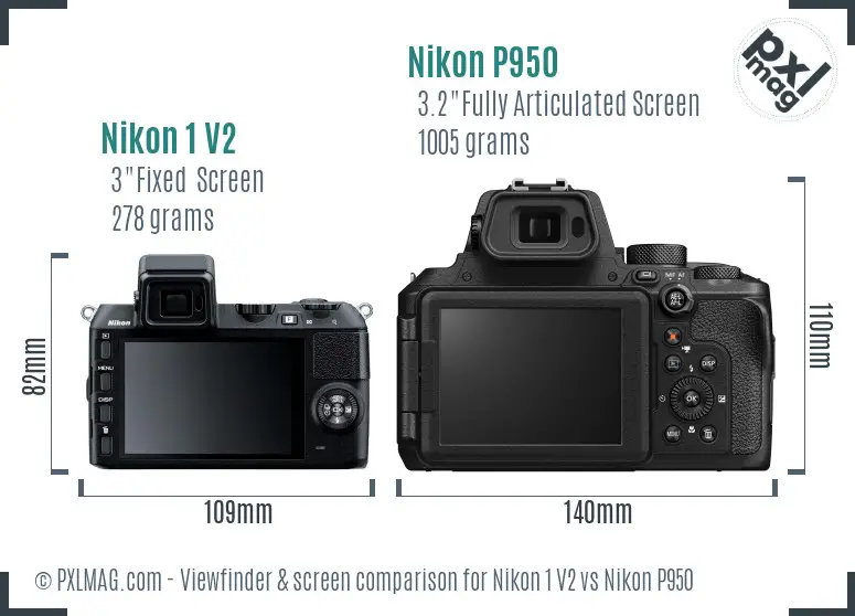 Nikon 1 V2 vs Nikon P950 Screen and Viewfinder comparison Nikon 1 V2 vs Nikon P950 Screen and Viewfinder comparison