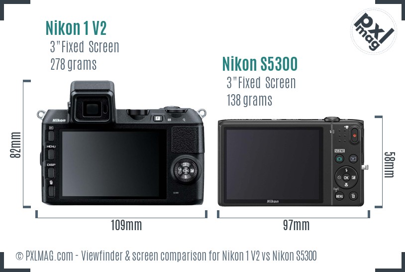 Nikon 1 V2 vs Nikon S5300 Screen and Viewfinder comparison