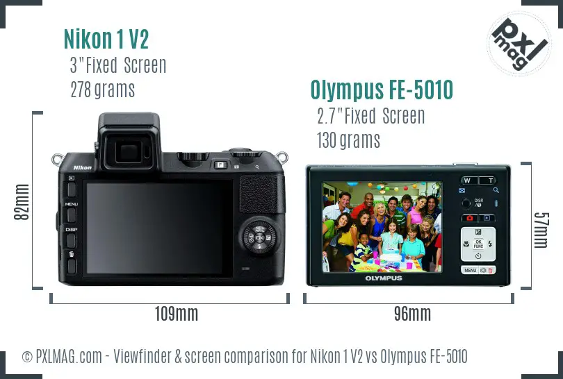 Nikon 1 V2 vs Olympus FE-5010 Screen and Viewfinder comparison
