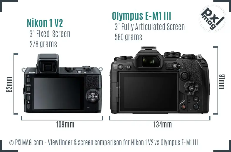 Nikon 1 V2 vs Olympus E-M1 III Screen and Viewfinder comparison Nikon 1 V2 vs Olympus E-M1 III Screen and Viewfinder comparison