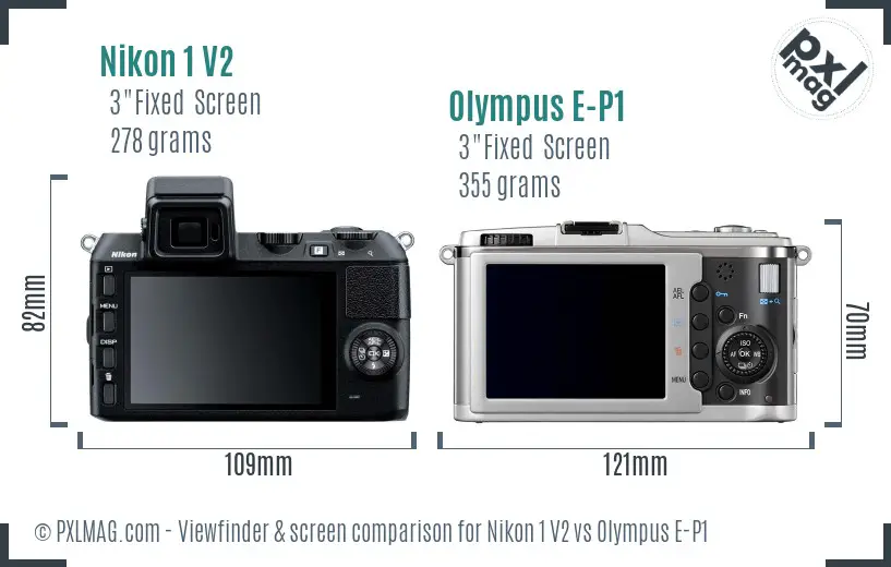Nikon 1 V2 vs Olympus E-P1 Screen and Viewfinder comparison Nikon 1 V2 vs Olympus E-P1 Screen and Viewfinder comparison