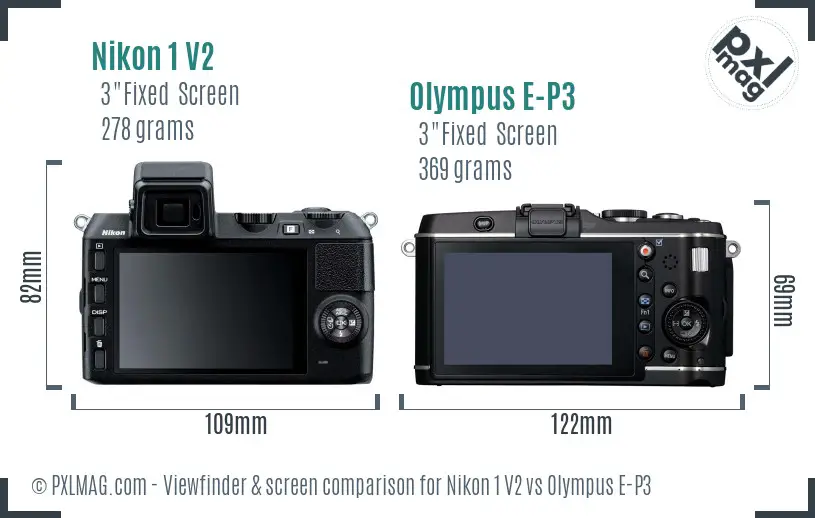 Nikon 1 V2 vs Olympus E-P3 Screen and Viewfinder comparison