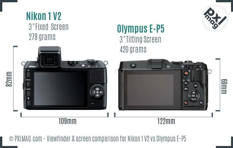 Nikon 1 V2 vs Olympus E-P5 Screen and Viewfinder comparison
