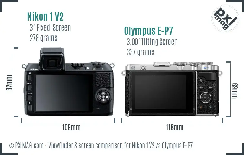 Nikon 1 V2 vs Olympus E-P7 Screen and Viewfinder comparison