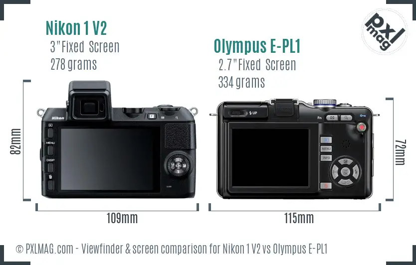 Nikon 1 V2 vs Olympus E-PL1 Screen and Viewfinder comparison