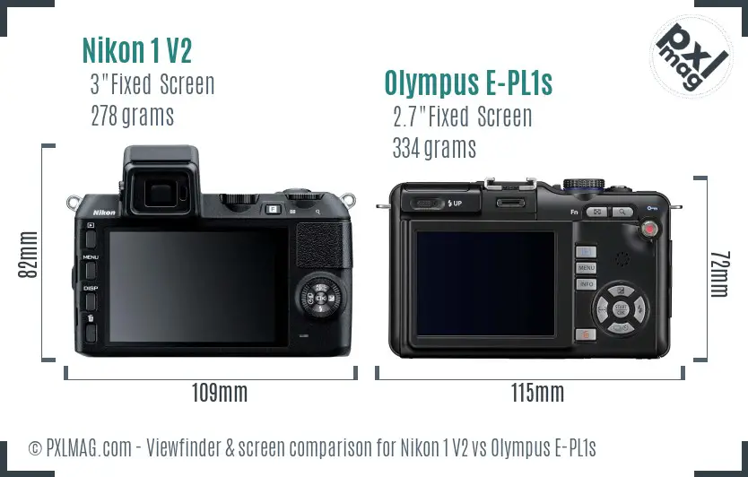 Nikon 1 V2 vs Olympus E-PL1s Screen and Viewfinder comparison