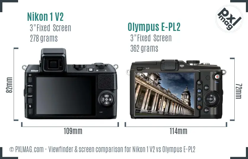 Nikon 1 V2 vs Olympus E-PL2 Screen and Viewfinder comparison