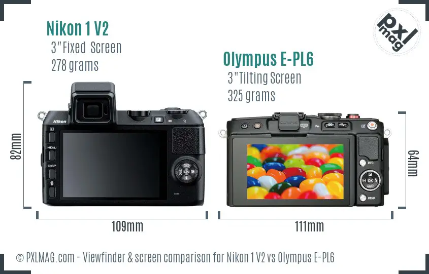 Nikon 1 V2 vs Olympus E-PL6 Screen and Viewfinder comparison