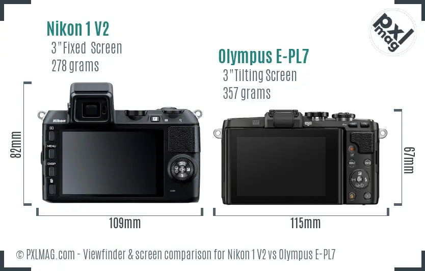 Nikon 1 V2 vs Olympus E-PL7 Screen and Viewfinder comparison