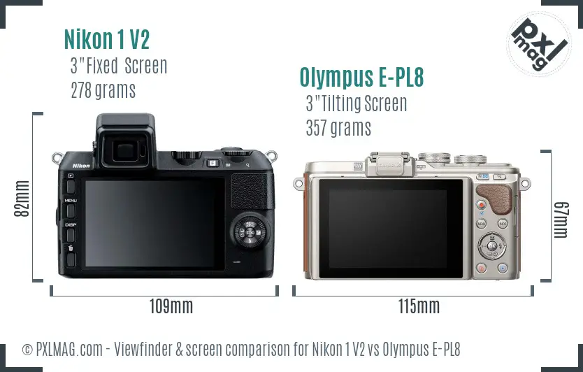 Nikon 1 V2 vs Olympus E-PL8 Screen and Viewfinder comparison