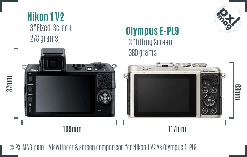 Nikon 1 V2 vs Olympus E-PL9 Screen and Viewfinder comparison