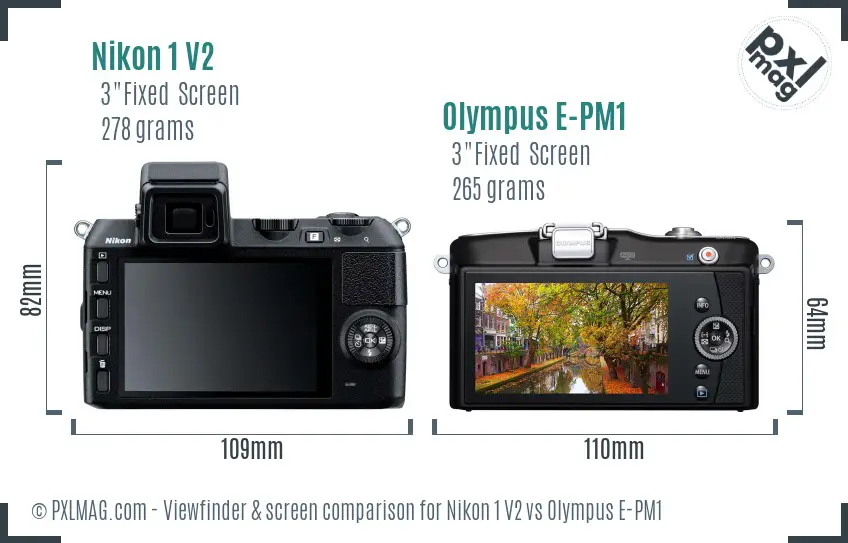 Nikon 1 V2 vs Olympus E-PM1 Screen and Viewfinder comparison Nikon 1 V2 vs Olympus E-PM1 Screen and Viewfinder comparison
