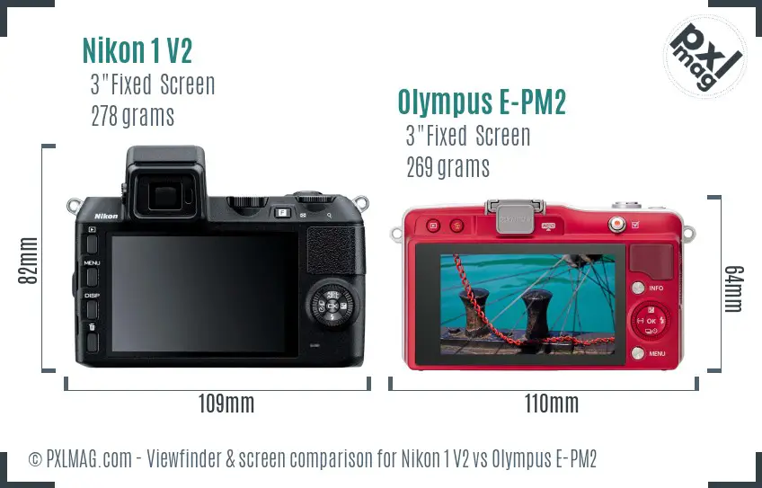 Nikon 1 V2 vs Olympus E-PM2 Screen and Viewfinder comparison