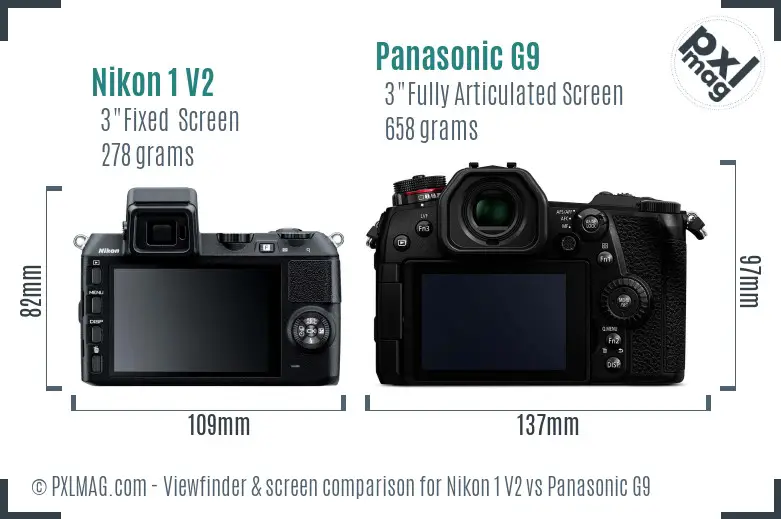 Nikon 1 V2 vs Panasonic G9 Screen and Viewfinder comparison