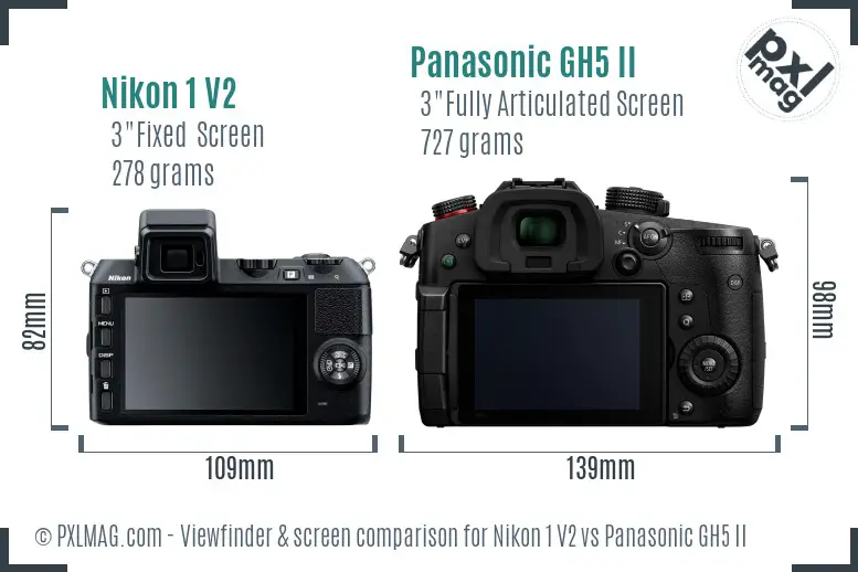 Nikon 1 V2 vs Panasonic GH5 II Screen and Viewfinder comparison