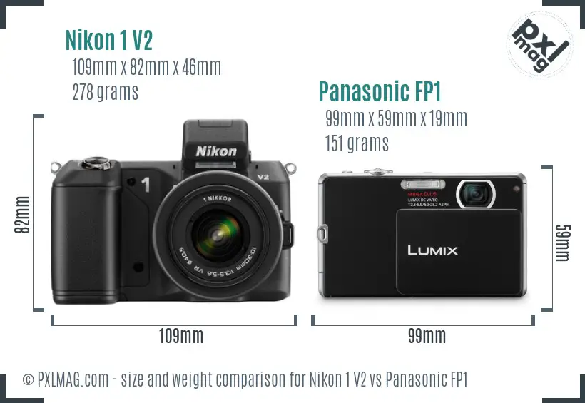 Nikon 1 V2 vs Panasonic FP1 size comparison
