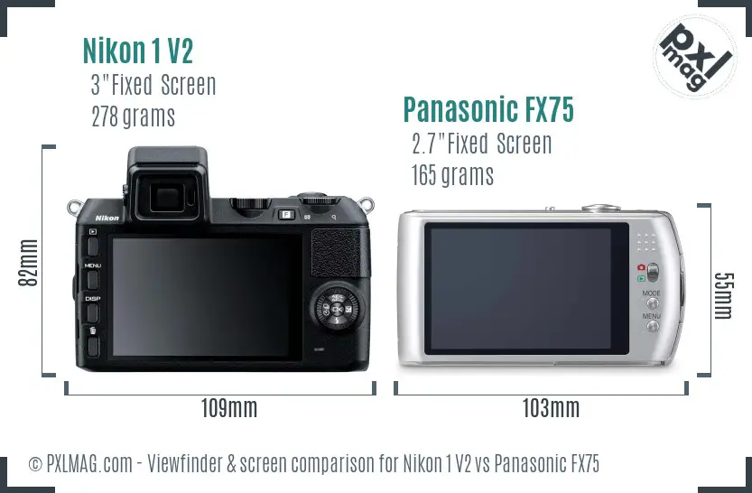 Nikon 1 V2 vs Panasonic FX75 Screen and Viewfinder comparison