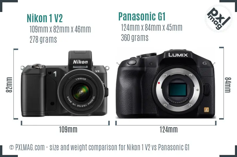 Nikon 1 V2 vs Panasonic G1 size comparison