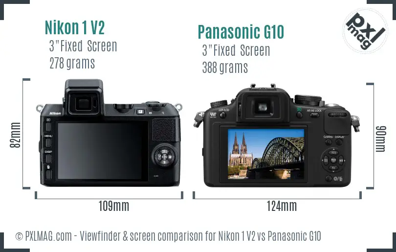 Nikon 1 V2 vs Panasonic G10 Screen and Viewfinder comparison