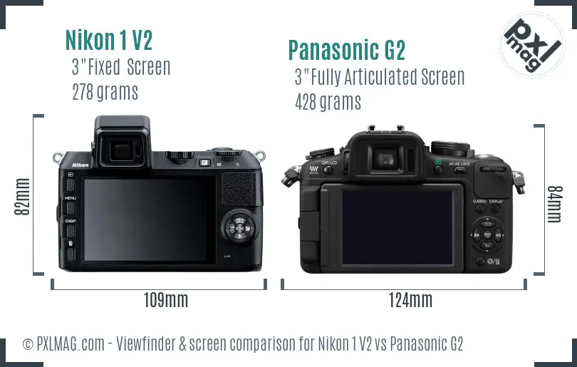 Nikon 1 V2 vs Panasonic G2 Screen and Viewfinder comparison