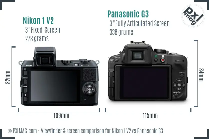 Nikon 1 V2 vs Panasonic G3 Screen and Viewfinder comparison