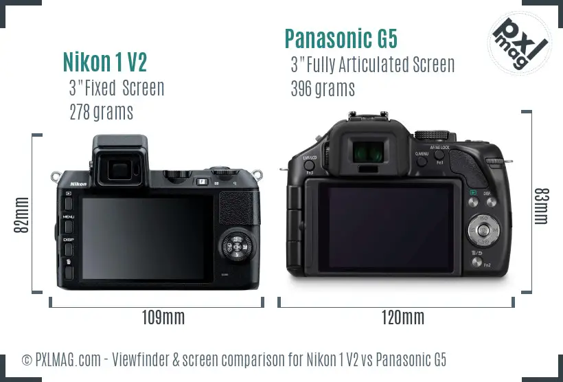 Nikon 1 V2 vs Panasonic G5 Screen and Viewfinder comparison