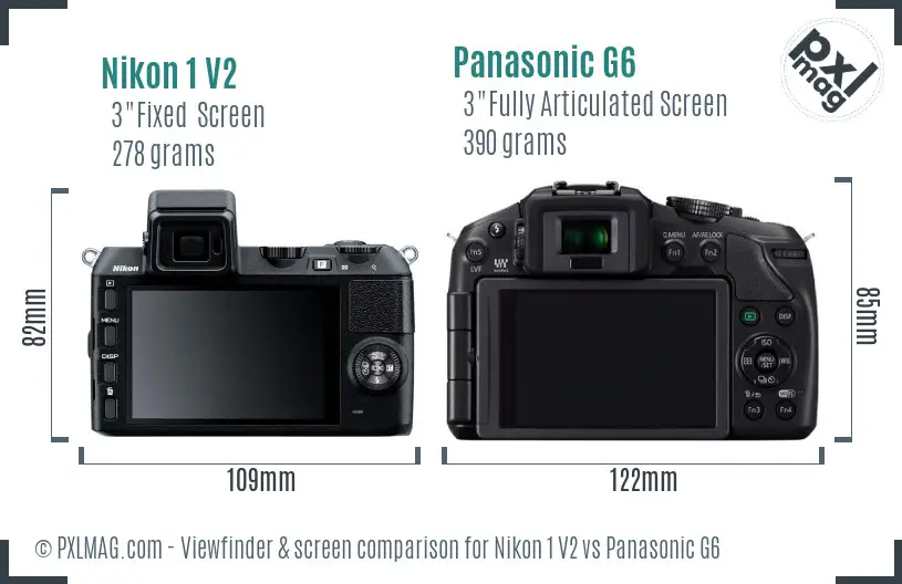 Nikon 1 V2 vs Panasonic G6 Screen and Viewfinder comparison