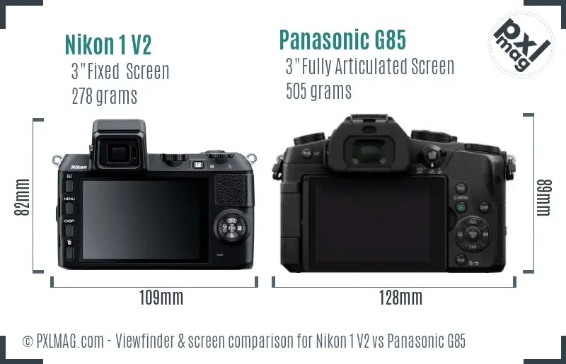 Nikon 1 V2 vs Panasonic G85 Screen and Viewfinder comparison