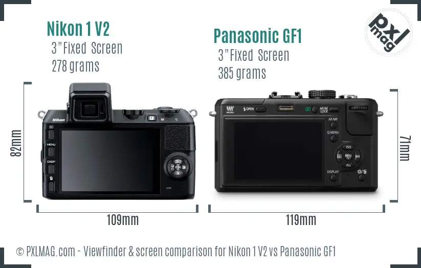 Nikon 1 V2 vs Panasonic GF1 Screen and Viewfinder comparison