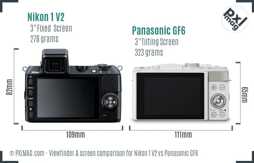Nikon 1 V2 vs Panasonic GF6 Screen and Viewfinder comparison
