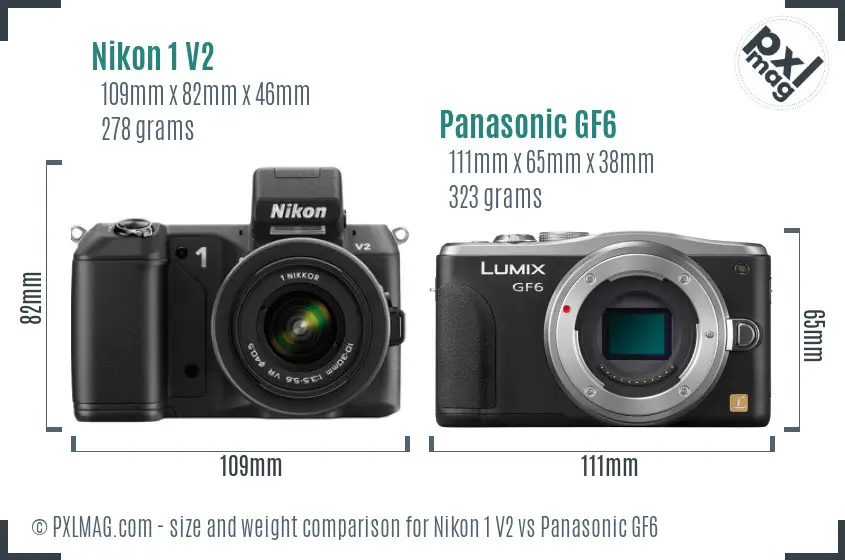 Nikon 1 V2 vs Panasonic GF6 size comparison