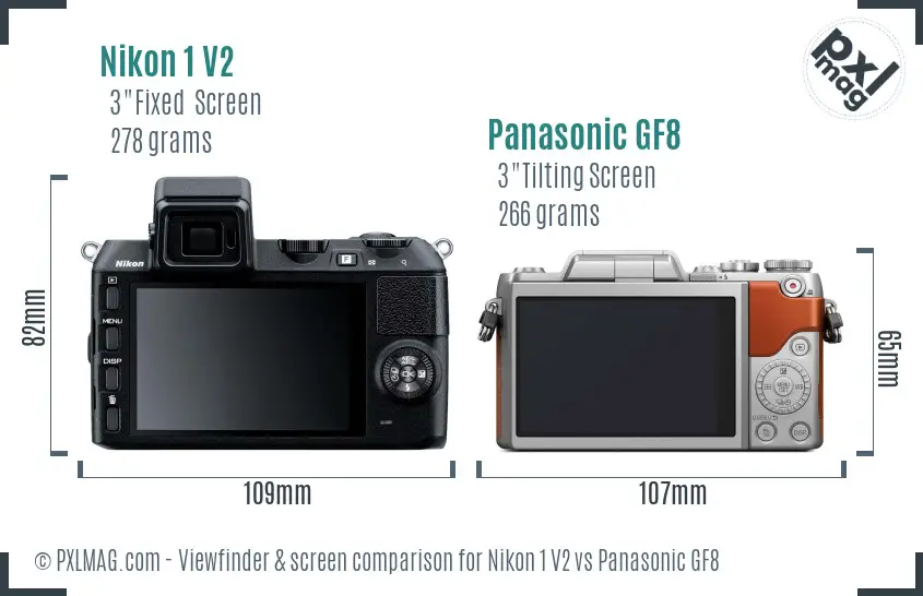 Nikon 1 V2 vs Panasonic GF8 Screen and Viewfinder comparison