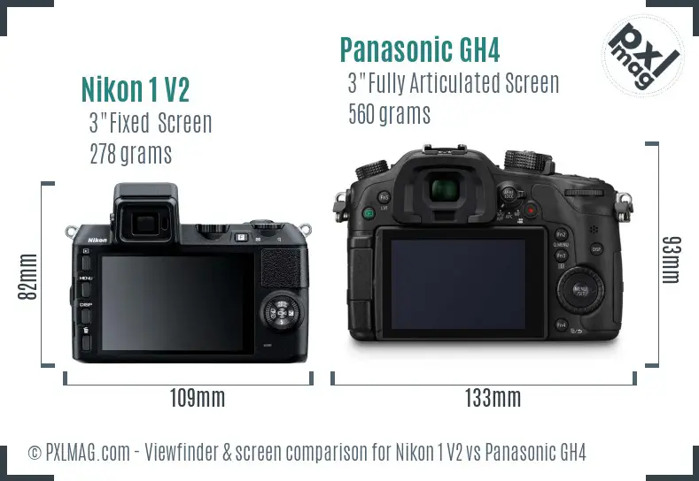 Nikon 1 V2 vs Panasonic GH4 Screen and Viewfinder comparison Nikon 1 V2 vs Panasonic GH4 Screen and Viewfinder comparison