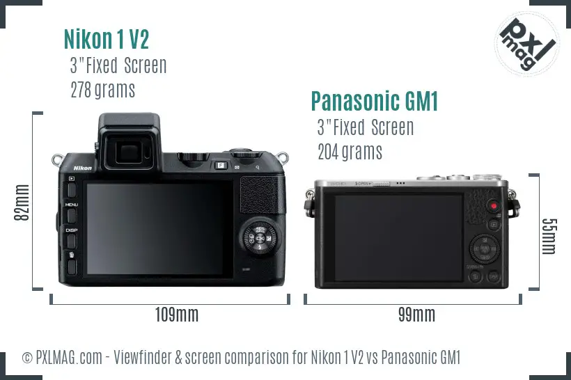 Nikon 1 V2 vs Panasonic GM1 Screen and Viewfinder comparison