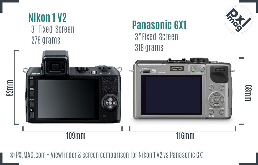 Nikon 1 V2 vs Panasonic GX1 Screen and Viewfinder comparison