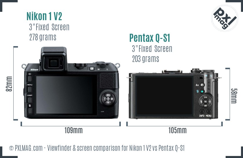 Nikon 1 V2 vs Pentax Q-S1 Screen and Viewfinder comparison