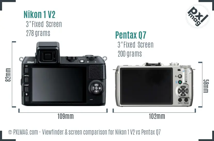 Nikon 1 V2 vs Pentax Q7 Screen and Viewfinder comparison