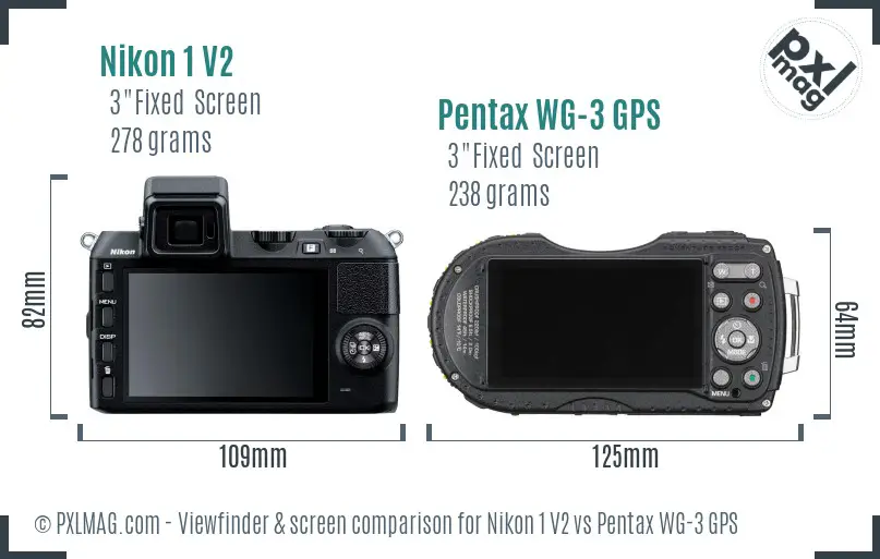 Nikon 1 V2 vs Pentax WG-3 GPS Screen and Viewfinder comparison