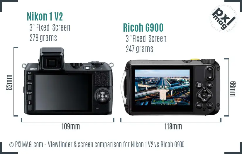 Nikon 1 V2 vs Ricoh G900 Screen and Viewfinder comparison