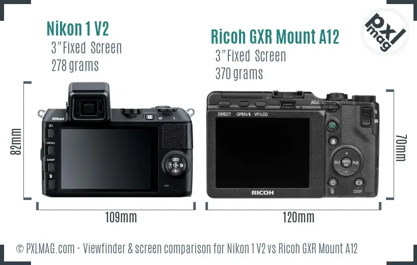 Nikon 1 V2 vs Ricoh GXR Mount A12 Screen and Viewfinder comparison